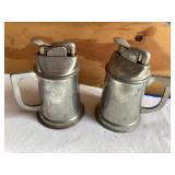 2 Stieff pewter lighters, 3.5"