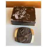 Steven Knight sculpture brass deer belt buckle,