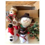 Misc. lot holiday decor- plush, snowman, tree, etc