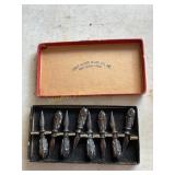 8pc Crest silver plated, corn cob holders w