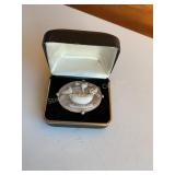 Vtg shell cameo brooch, Doves of Pliny, 1.5"W