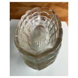 4 Paneled Glass oval relish/ dessert dishes 10"