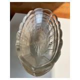 4 Paneled Glass oval relish/ dessert dishes 10"