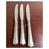 3 Gorham Sterling Greenbrier knives, 8 7/8", 7.3