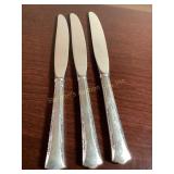 3 Gorham Sterling Greenbrier knives, 8 7/8",