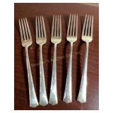 5 Gorham Sterling Greenbrier dinner forks, 8",
