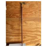 Walking stick brass handle, shaft, dogs head, 35"H