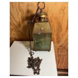 Brass, glass Candle lantern, 15.5"