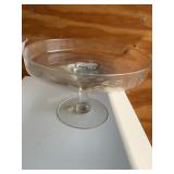 Princess House etched glass cake plate stand, no