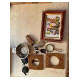 Vtg. Wood frames, fruit juice strainer,Jackson