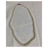 Sterling clasp pearl necklace, 16", .49 oz.