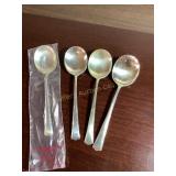 4 Gorham Sterling Greenbrier soup spoons,