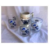 3  NFL Detroit Lions 4" glasses & commemorative,
