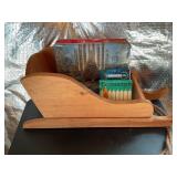 Wood sled 2ft L, metal Christmas tree candle