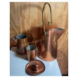 Misc copper? teapot, mug, cowboy hat, etc