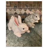 2 Ceramic bunnies, largest is 11x7"