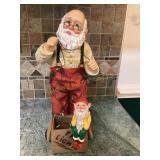 Resin Santa with elf & lights, 15"