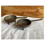 2 Vtg cast 3 footed melting pots, 7"W, repro