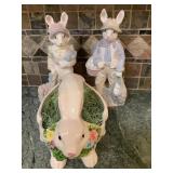 3 Ceramic bunnies, tallest is 10"