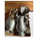 Misc. pewter pieces - pitchers, cups, etc.,