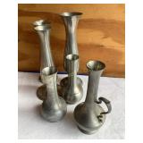 Misc. pewter Bud vases, tallest is 7", Stieff,