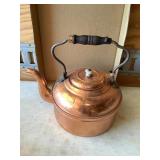 Copper, tea, kettle, 13x11.5", shows some wear