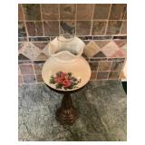 Hurricane style table candle lamp, 11"H