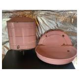 2pc. Vtg.  pink French enamel wall mount wash