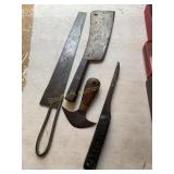 4 Knives - J.m.s. 1850, leather tool, etc