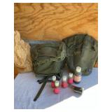 2 grn canvas pouches w/ contents Beaver coverup