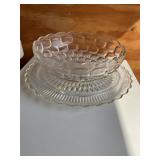 Footed glass cake plate 12ï¿½ dia, & glass bowl 9