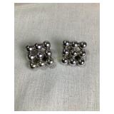Sterling? 925? Clip on earrings, Mexico, .75"W,