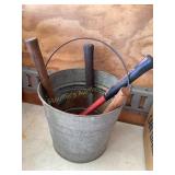 Metal bucket w/hammers