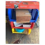 Rolling storage cart w/contents- siphon pump,