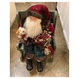 Old World Santa, 27"H, on wooden bench 24x16ï¿½