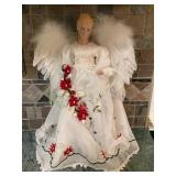 Angel tree topper, porcelain head and hands, 15"H