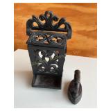 Cast iron matchbox (4x7") & mini sad iron (3x1.5ï¿½)