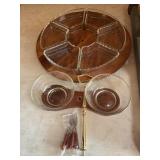 Lazy Susan 14" w/glass trays & bowls
