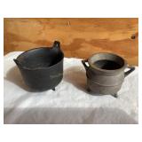 2 Cast iron pots, largest is 3.2"D