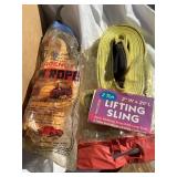 Tow rope & 2 ton lifting sling, new