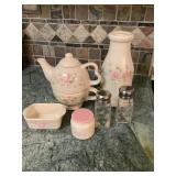 Pfaltzgraff Tea Rose misc. dishes, teapot, salt &