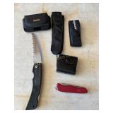 4 pouches largest 7.5" & Gerber saw knife 5"