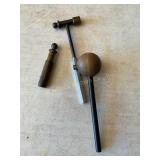 Brass & wood barrel plunge, sm hammer, etc