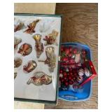 Misc Christmas decor, bulbs, ceramic house,