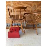 2 Childs wood chairs Seat 12ï¿½ high & wood stool