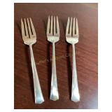 3 Gorham Sterling Greenbrier salad forks, 6.75.,