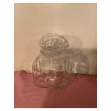 Vintage art, deco, skyscraper apothecary jar 9.5"h