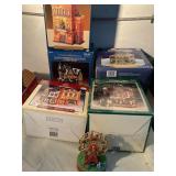 5 lighted Christmas houses, Lemax, Santaï¿½s