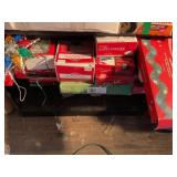 Shelf w/contents- Christmas lights, star, light