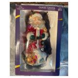 Holiday time glass Santa 10" tall
